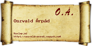 Oszvald Árpád névjegykártya